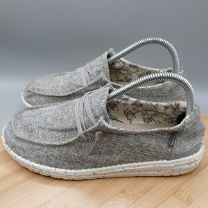 Hey Dude Shoes Womens 8 Wendy Linen Grey Speckled Slip On Loafer